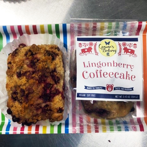 Wholesale Coffeecake - Lingonberry Coffeecake shown package and unpackaged